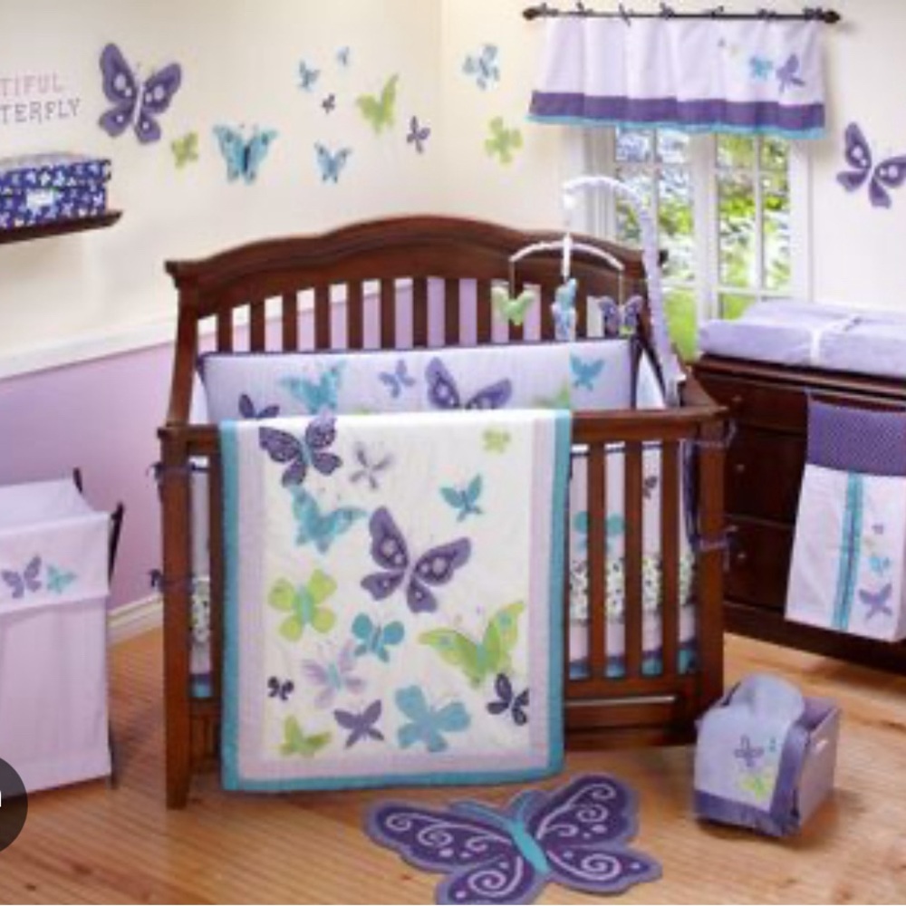 Nojo butterfly nursery crib set